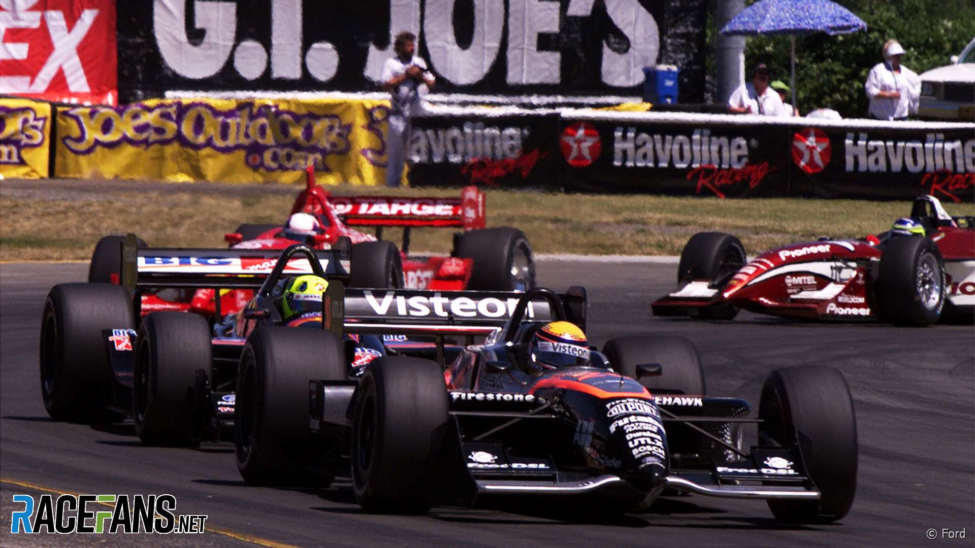 Roberto Moreno, Christian Fittipaldi, Juan Pablo Montoya, Cristiano da Matta, CART IndyCar, Portland, 2000