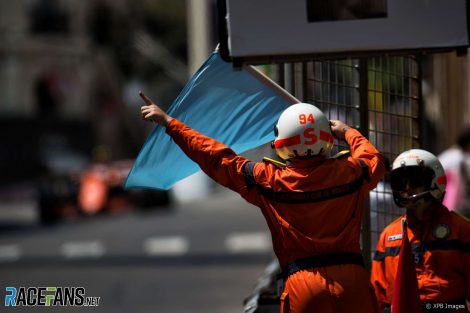 Marshal with a blue flag, 2017