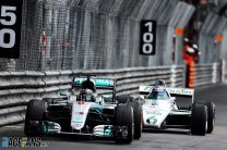Keke and Nico Rosberg lap Monaco in their title-winning cars