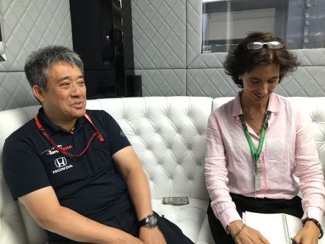Honda's Masahi Yamamoto (with translator) faced the press