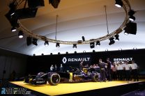Jolyon Palmer, Kevin Magnussen and Esteban Ocon reveal the Renault RS16, 2016