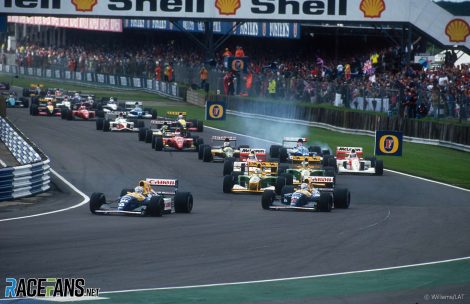 Riccardo Patrese, Nigel Mansell, Williams, Start, Silverstone, 1992 British Grand Prix