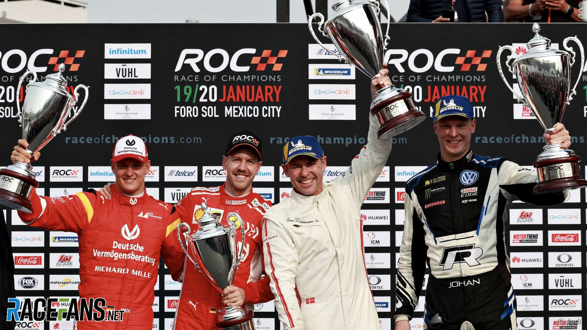 Mick Schumacher, Sebastian Vettel, Tom Kristensen, Johan Kristoffersson, Race of Champions, Mexico City, 2019