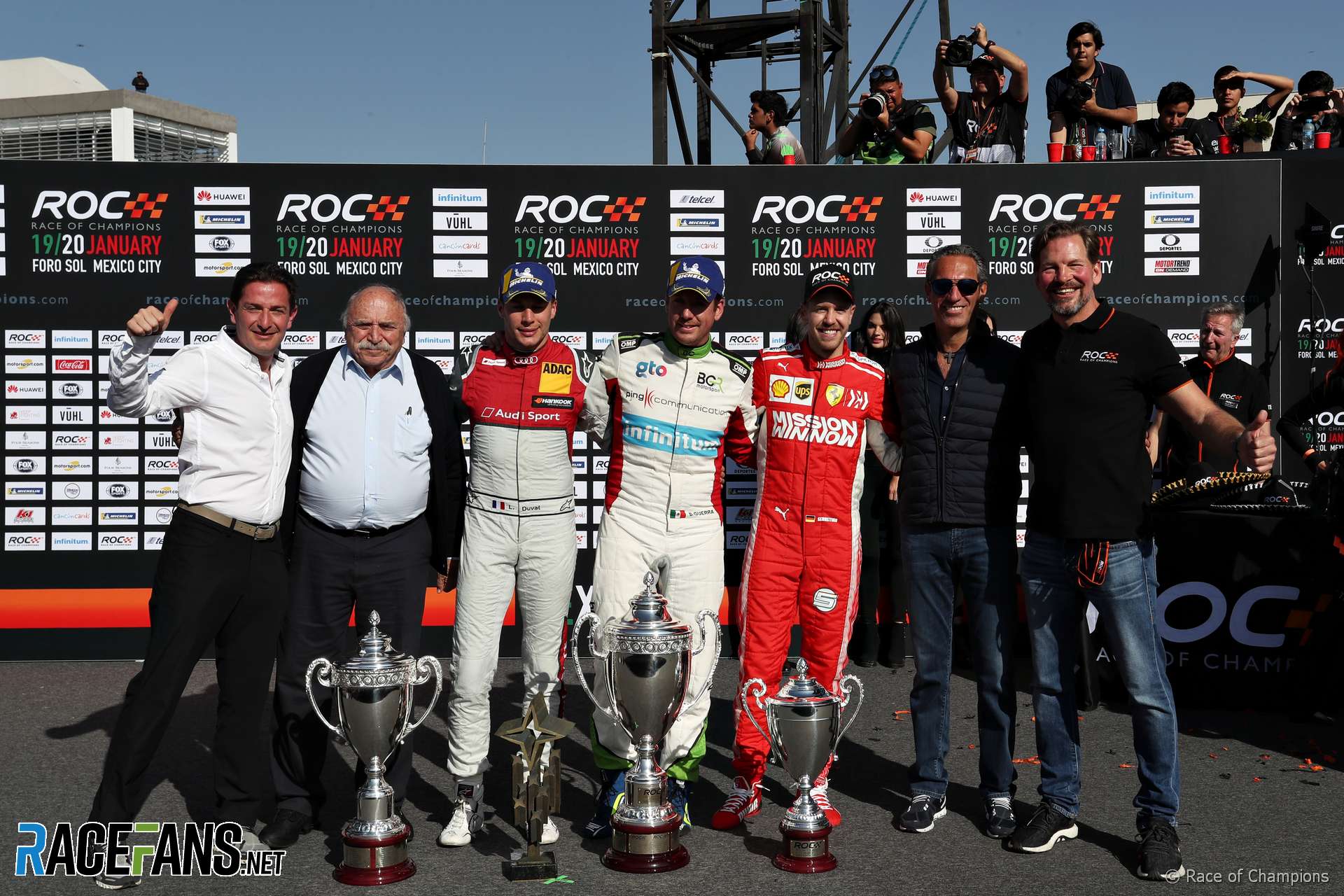 Benito Guerra, Loic Duval, Sebastian Vettel, Race of Champions, 2019