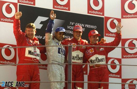 Ross Brawn, Juan Pablo Montoya, Michael Schumacher, Felipe Massa, Monza, 2003