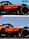 McLaren new and old bargeboards, Bahrain, 2019