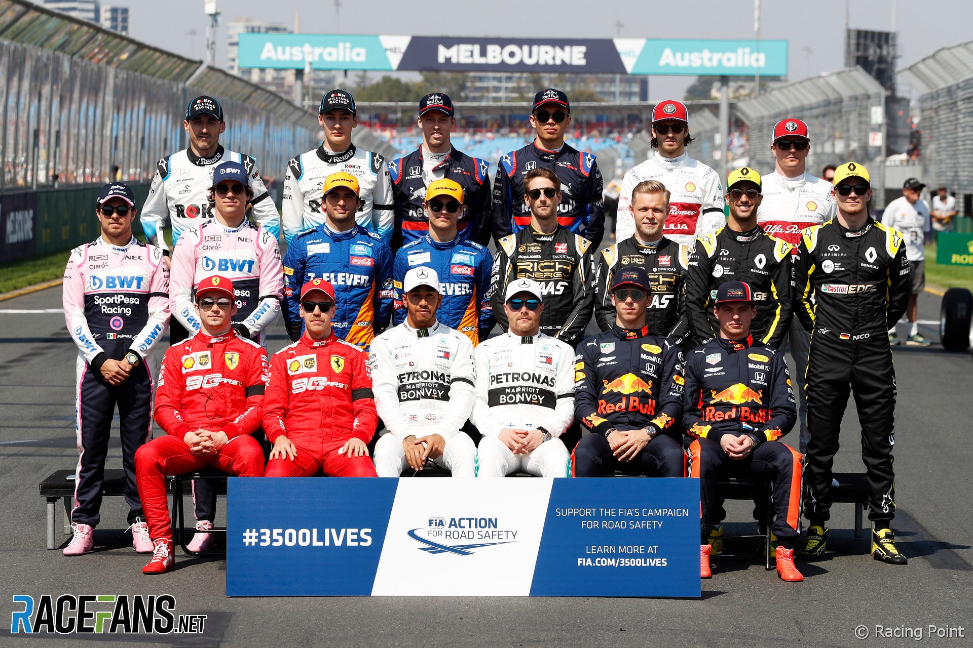 The 2019 F1 drivers pictured at the start of the season in Australia
