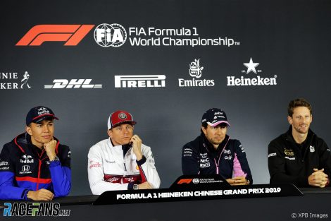 Alexander Albon, Kimi Raikkonen, Sergio perez, Romain Grosjean, Shanghai, 2019