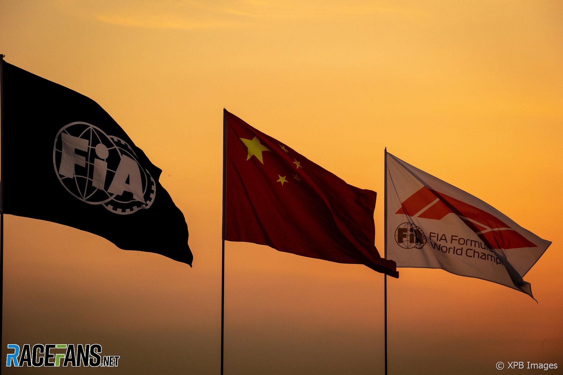 Flags at sunset, Shanghai International Circuit, 2019