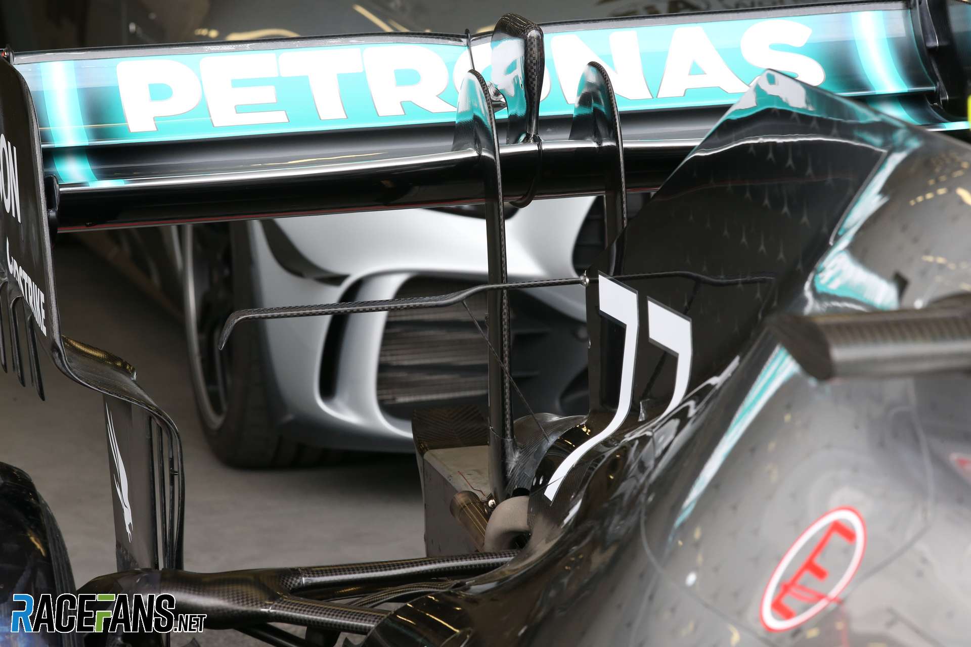 Mercedes rear wing, Baku, 2019