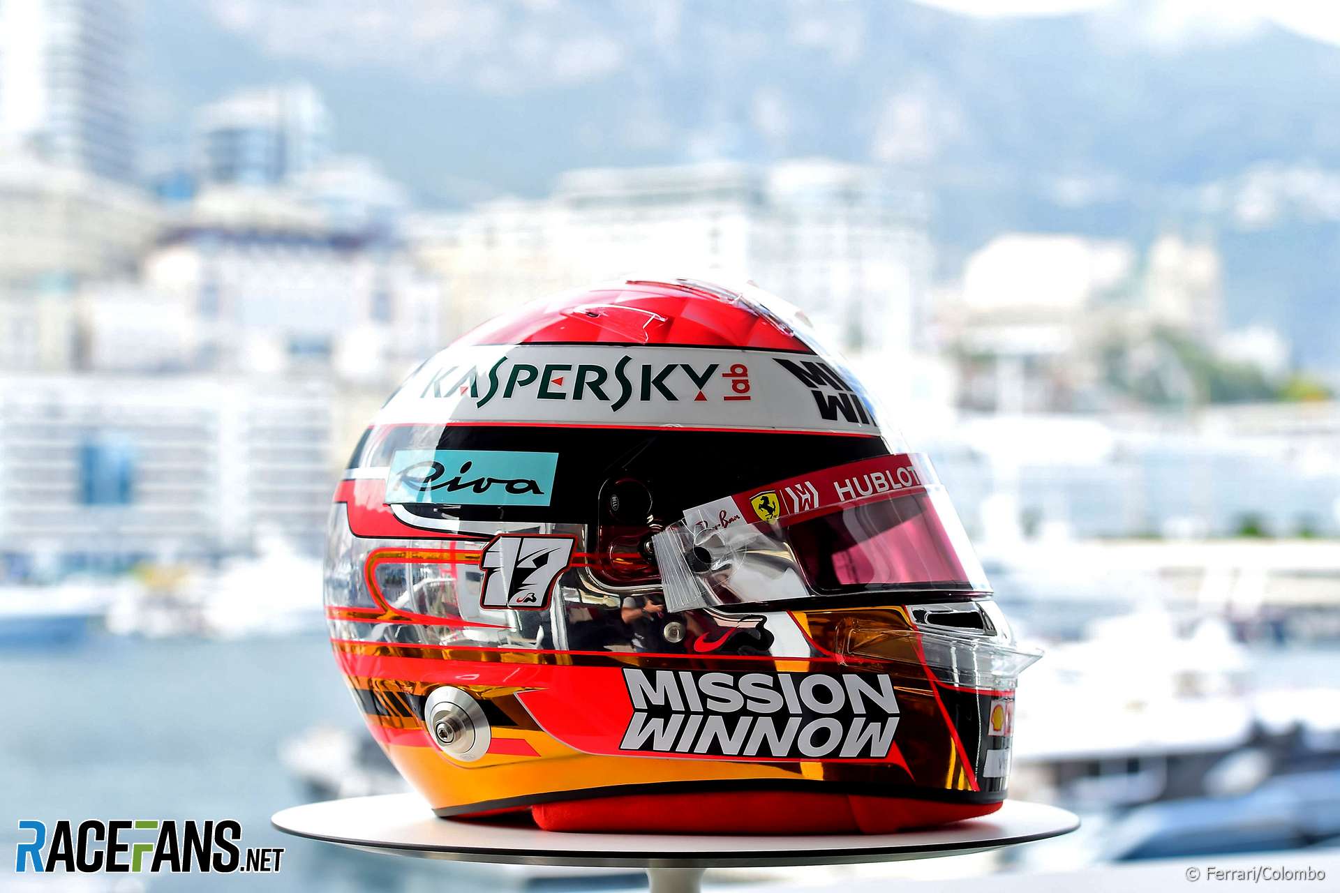 Charles Leclerc helmet, Monaco, 2019