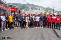 Drivers tribute to Niki Lauda with Chase Carey, Michelle Yeoh and Jean Todt, Monaco, 2019