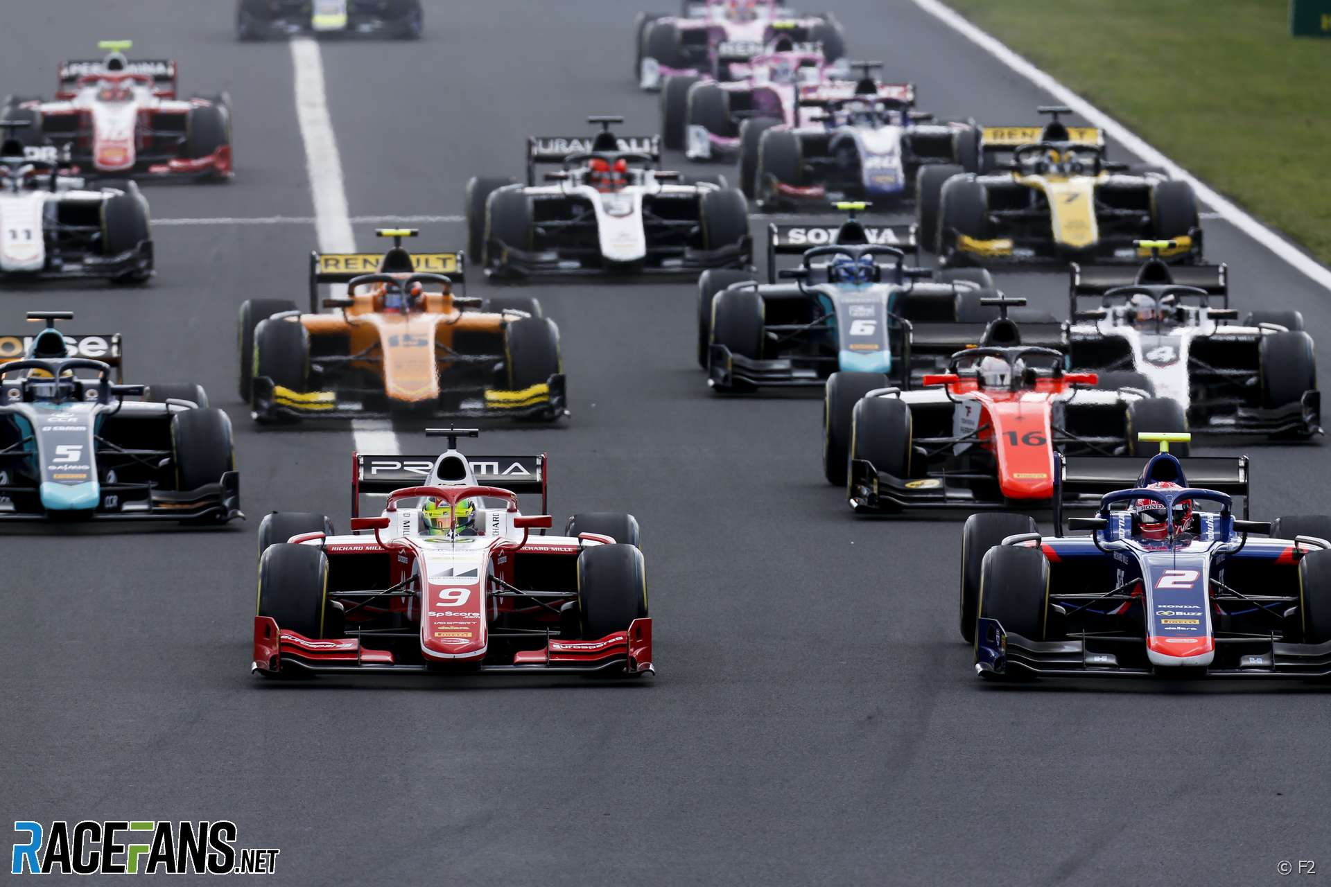 Start, F2 sprint race, Hungaroring, 2019
