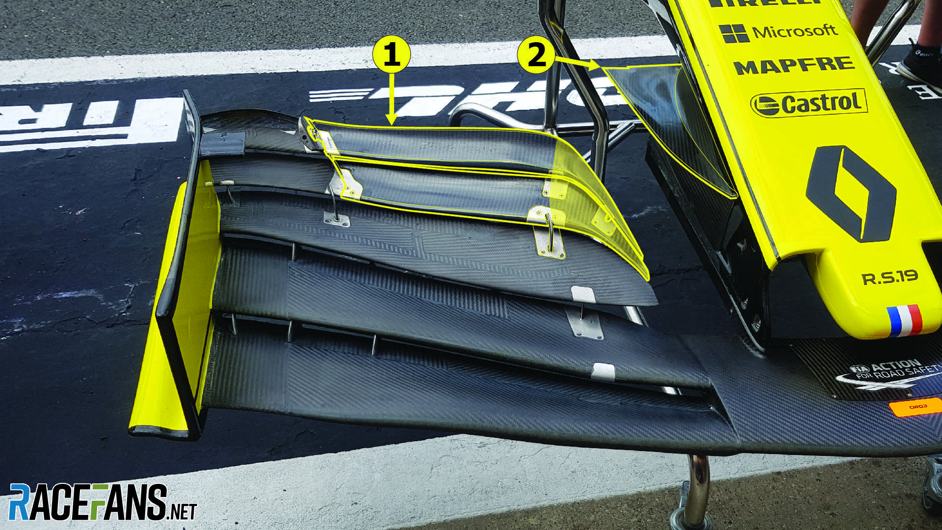 Renault, front wing, Silverstone, 2019