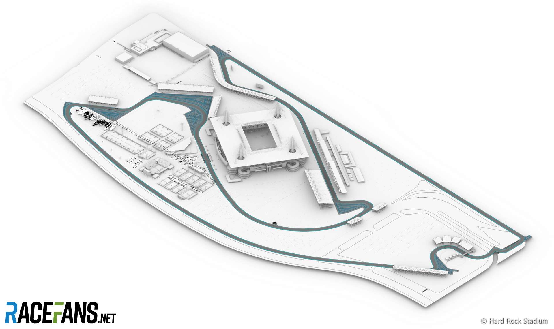 Circuito planejado de F1 no Hard Rock Stadium para o Grande Prêmio de Miami de 2021