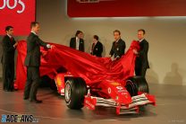 Michael Schumacher, Rubens Barrichello, Ferrari F2005 launch, Maranello, 2005