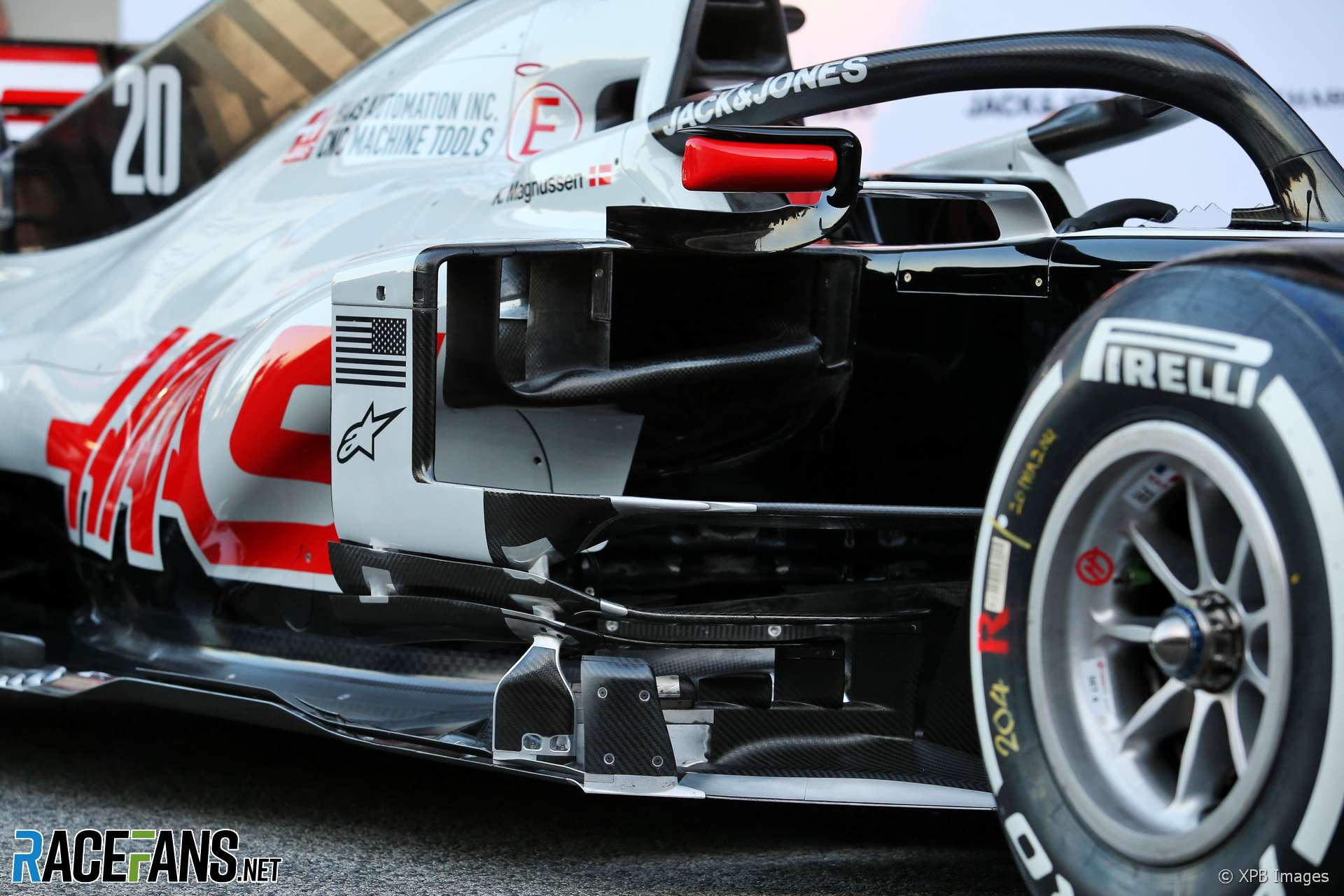Haas VF-20 sidepod, Circuit de Catalunya, 2020