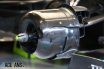 Mercedes W11 brake duct and wheel hub, Circuit de Catalunya, 2020