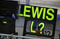 Lewis Hamilton pit board, Circuit de Catalunya, 2020