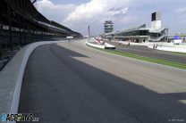 Die Steilkurve zur Start- und Zielgerade beim Formel 1 Grand Prix der USA am Wochenende in Indianapolis