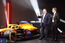 Zak Brown and Andreas Seidl at the MCL35 launch. 13 February 2020
