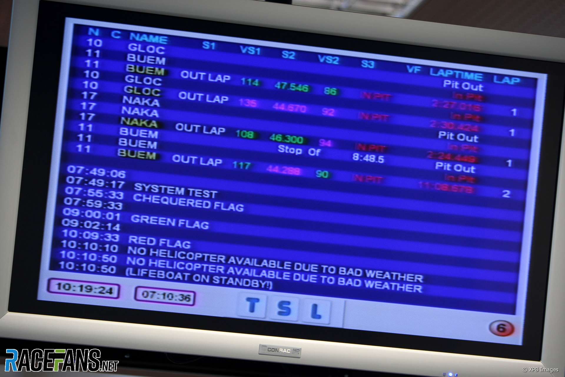 'Lifeboat on standby' timing screen message, Autodromo do Algarve, 2009