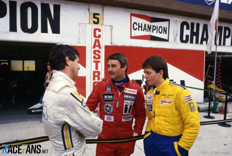 Nigel Mansell, Derek Warwick, Martin Brundle, Imola, 1985
