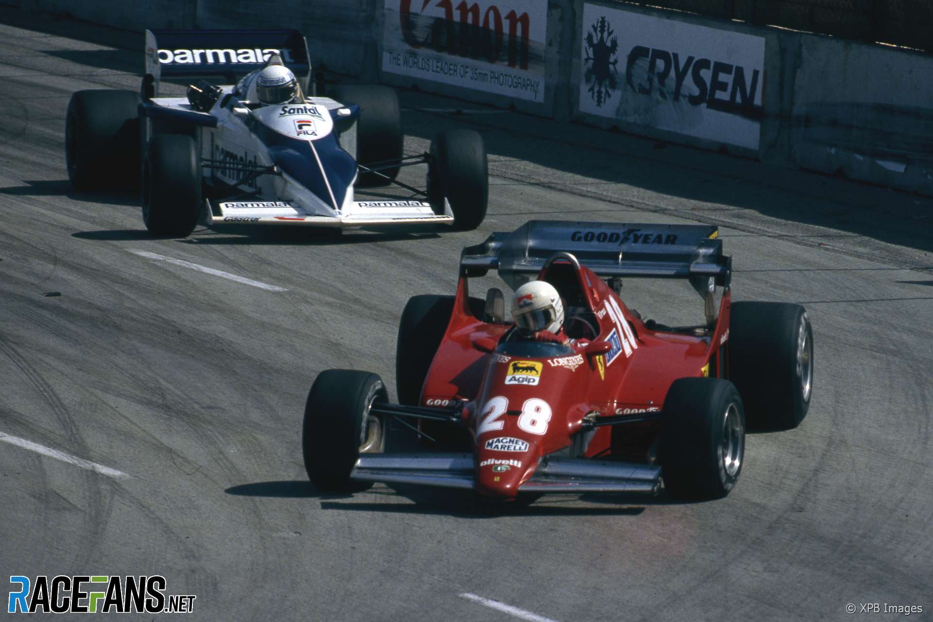Rene Arnoux, Ferrari, Riccardo Patrese, Brabham, Long Beach, 1983
