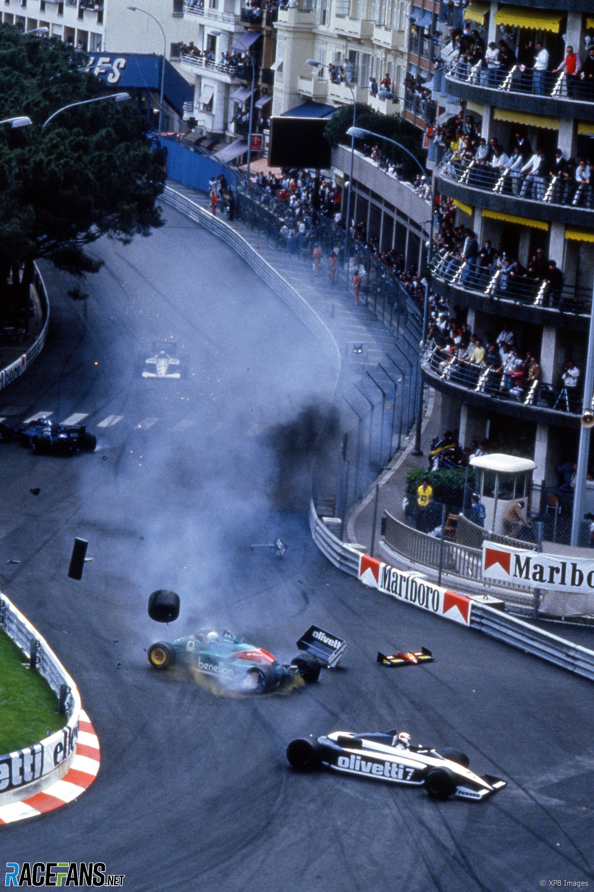 Nelson Piquet and Riccardo Patrese crash, Monaco, 1985
