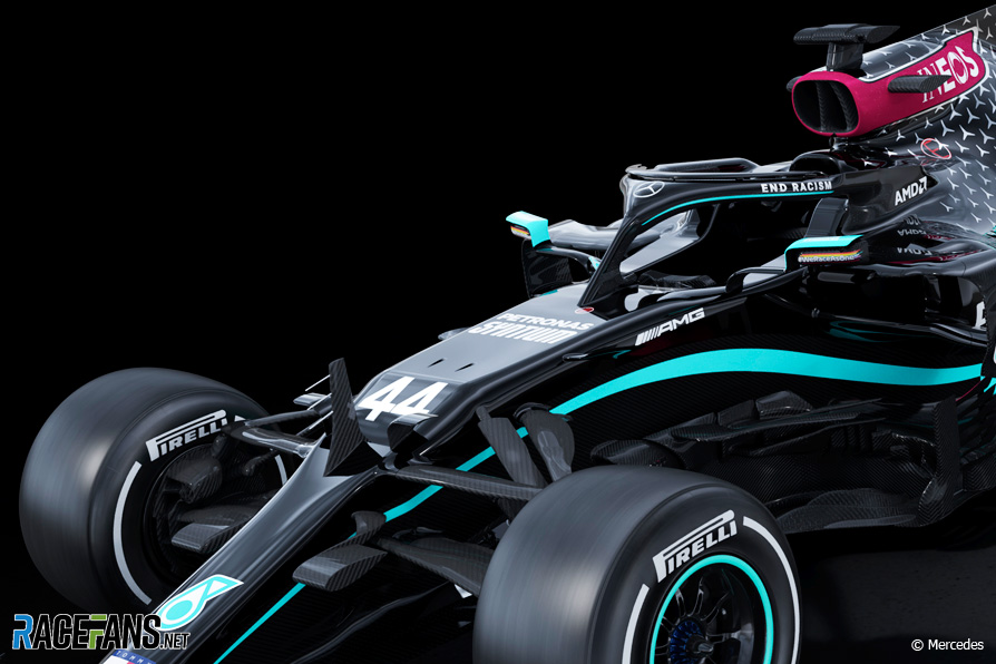 Lewis Hamilton's Mercedes W11 with new livery, 2020