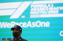 Hamilton criticises F1 and Grosjean after hurried pre-race ‘end racism’ stand