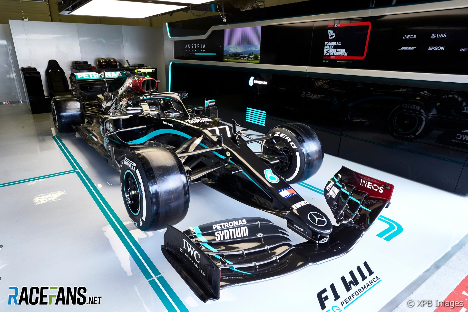 Mercedes W11 in its new 'end racism' livery, Red Bull Ring, 2020