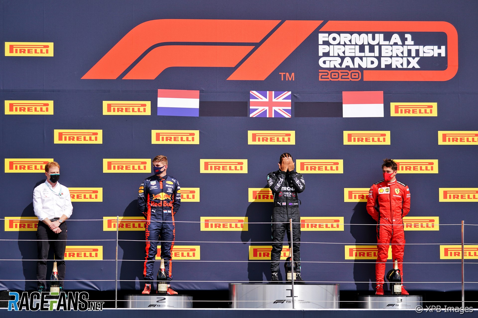 Max Verstappen, Lewis Hamilton, Charles Leclerc, Silverstone, 2020