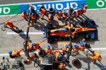 Carlos Sainz, McLaren MCL35, leaves the pits
