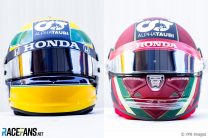 Pierre Gasly and Daniil Kvyat’s Emilia-Romagna Grand Prix helmets, 2020