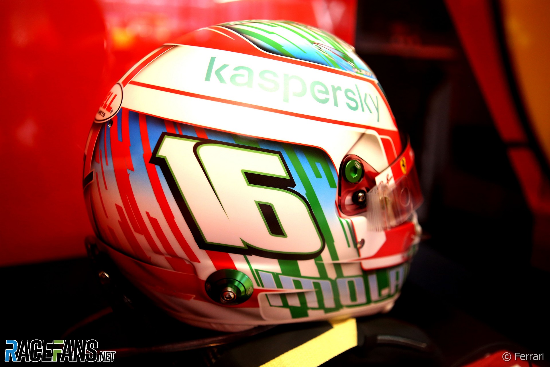Charles Leclerc's Emilia-Romagna Grand Prix helmet, 2020