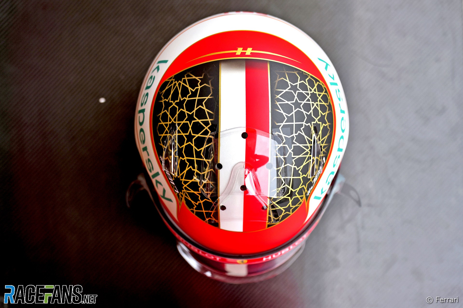 Charles Leclerc's 2020 Bahrain Grand Prix helmet design