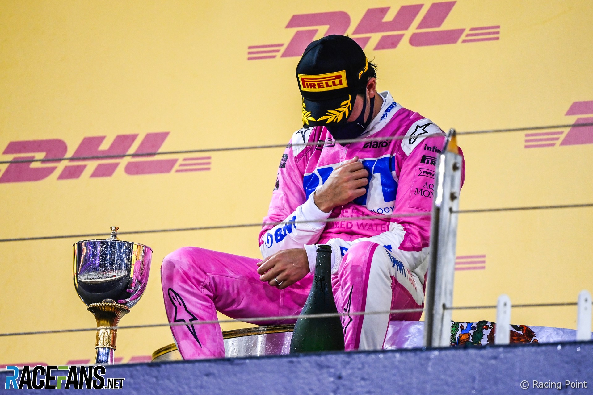 deer reader Taiko belly Sergio Perez, Racing Point, 1st position, contemplates on the podium ·  RaceFans
