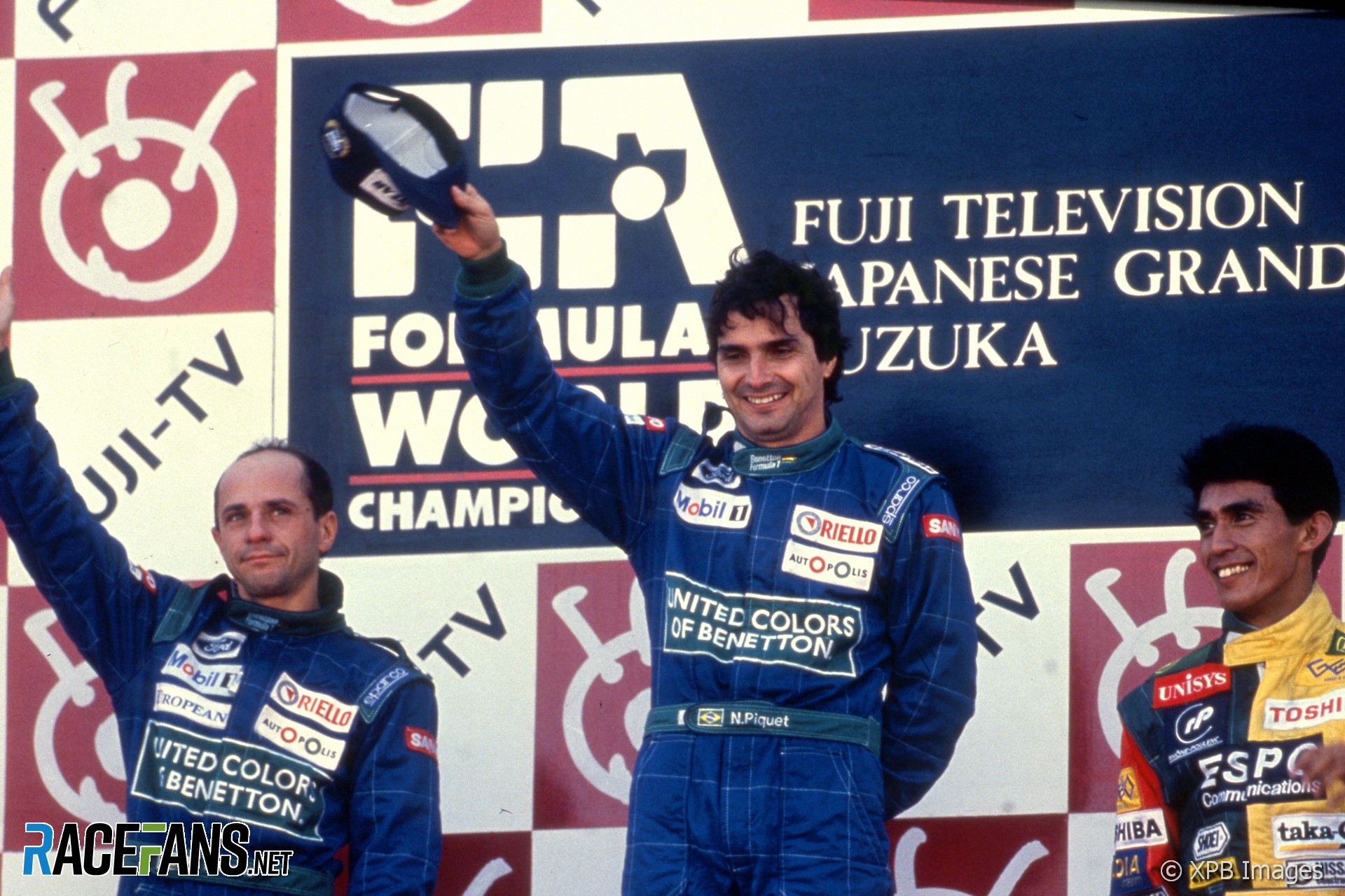 Roberto Moreno, Nelson Piquet, Aguri Suzuki, Suzuka, 1990