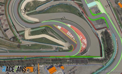 Original, revised and new turn 10, Circuit de Catalunya