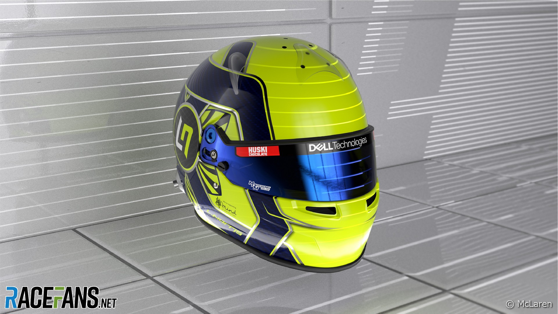 Lando Norris helmet front · RaceFans