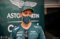 Sebastian Vettel, Aston Martin, talks to the media