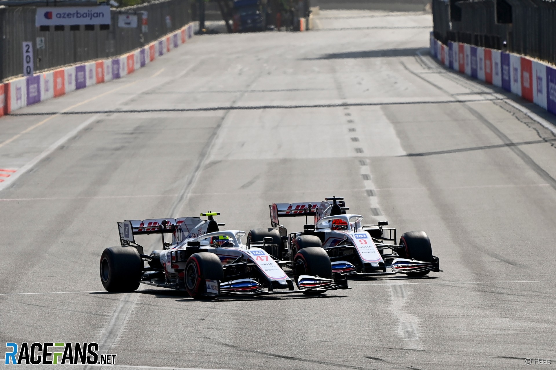 Mick Schumacher and Nikita Mazepin, Haas, Baku City Circuit, 2021