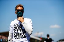 Sebastian Vettel in a "please don't littler - keep it clean" T-shirt, Silverstone, 2022