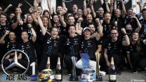 Mercedes team celebrate Formula E world titles Berlin 2021