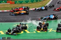 Hungarian Grand Prix stopped as first-corner crash puts five drivers out