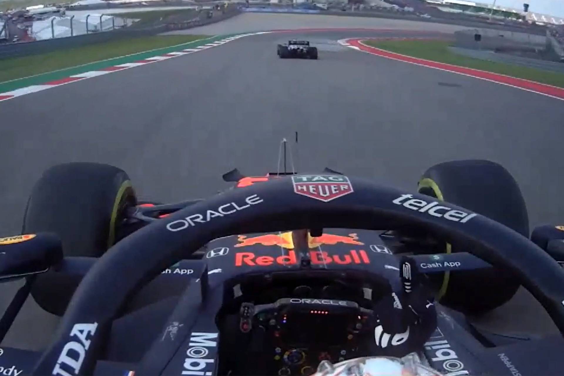 Max Verstappen gives Lewis Hamilton the finger