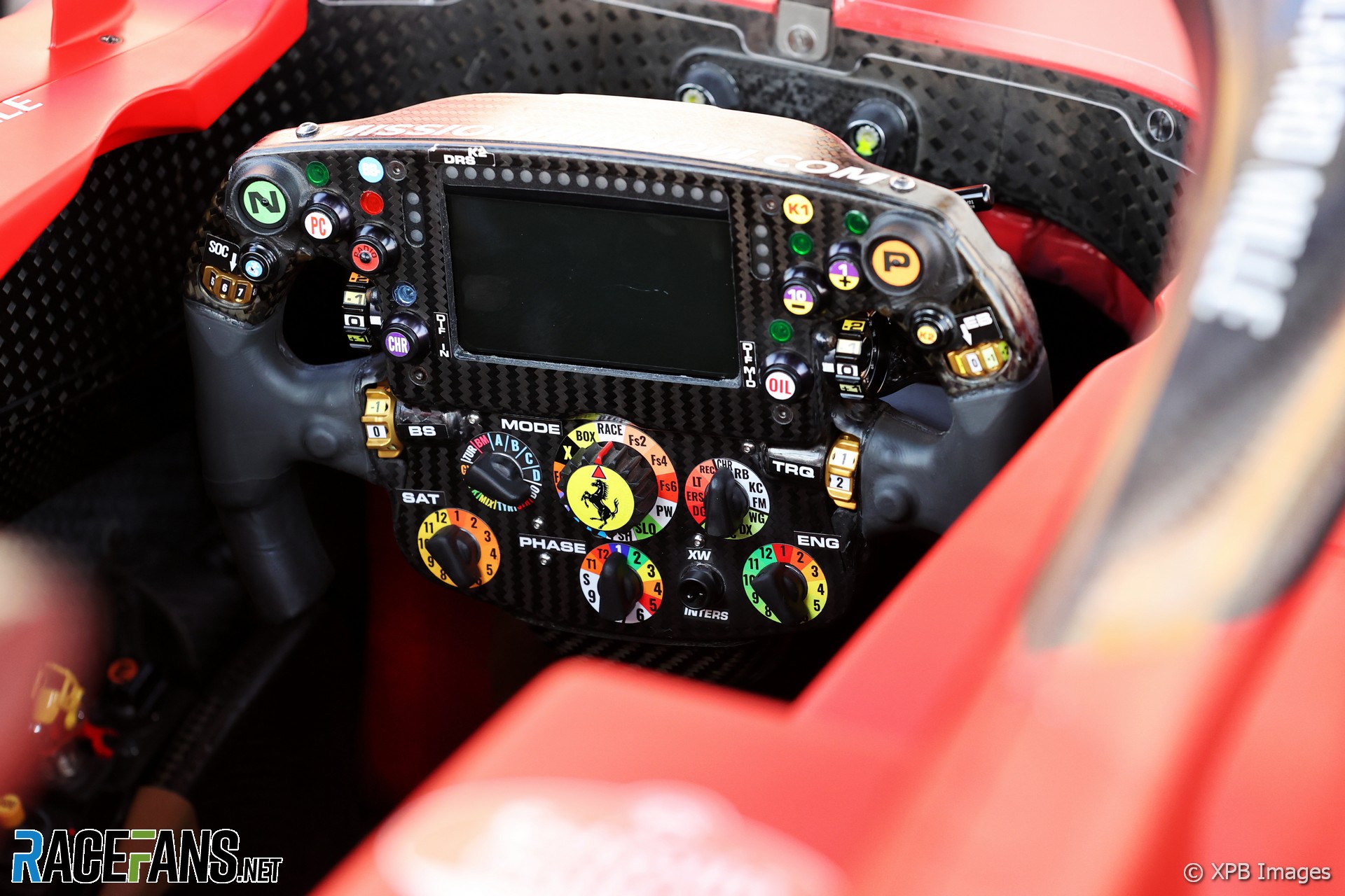 Ferrari steering wheel, Losail International Circuit, 2021