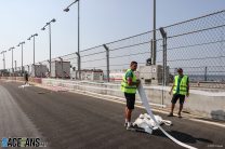 Advertising being erected, Jeddah Corniche Circuit, 2021
