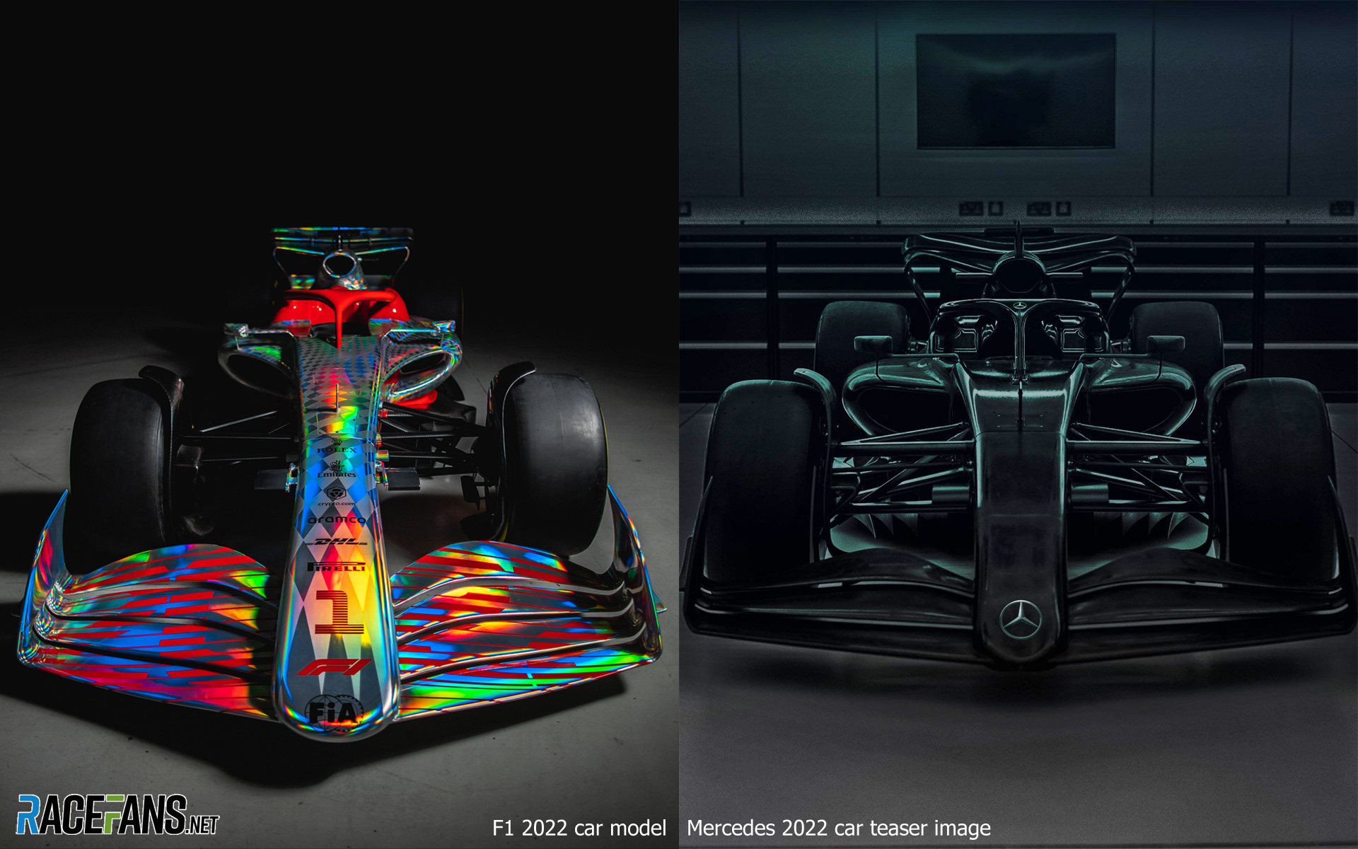 F1 2022 car model and Mercedes 2022 car teaser image